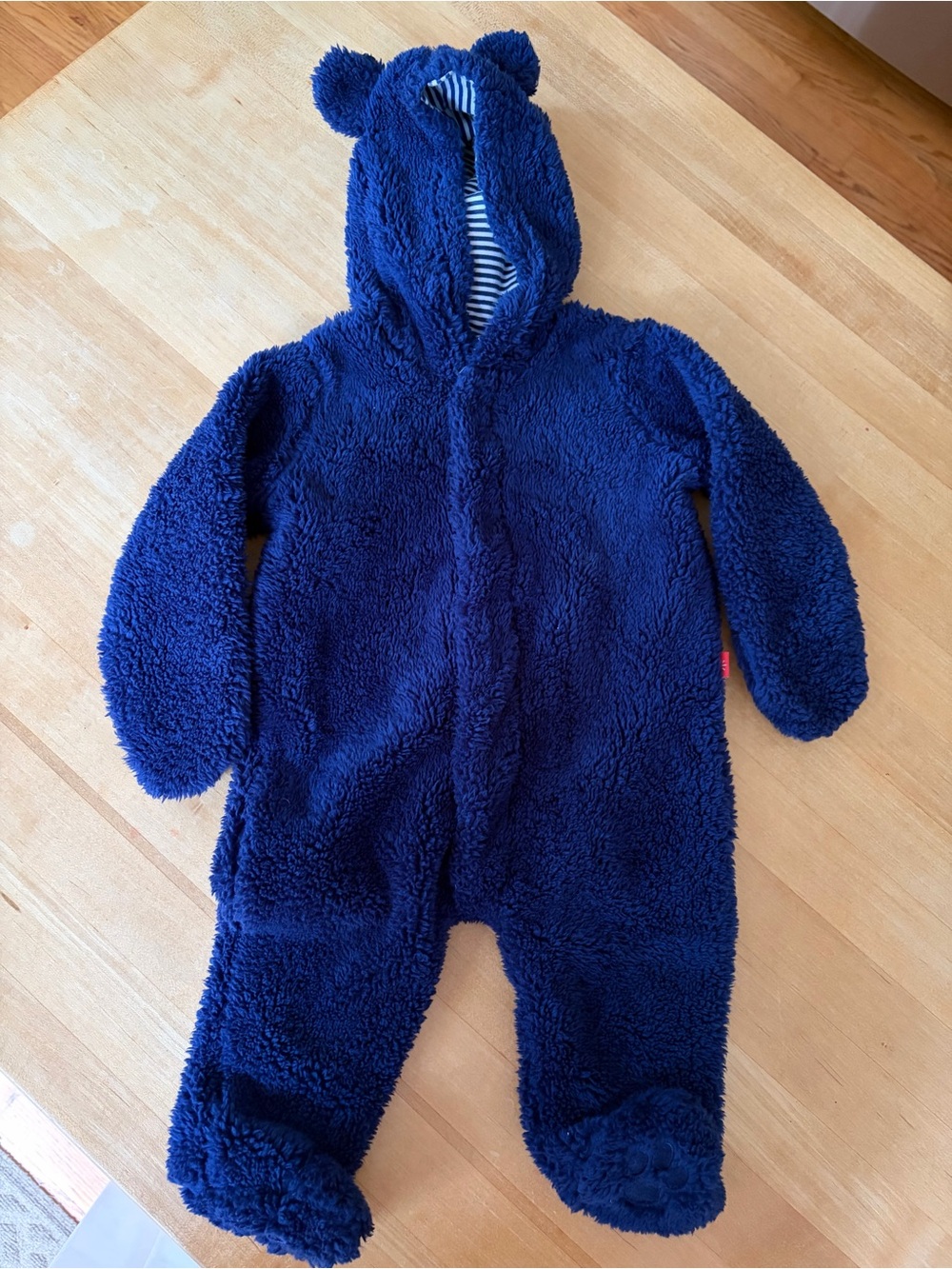 Magnetic Me Navy Blue Bear Ear Hooded Footie Buting